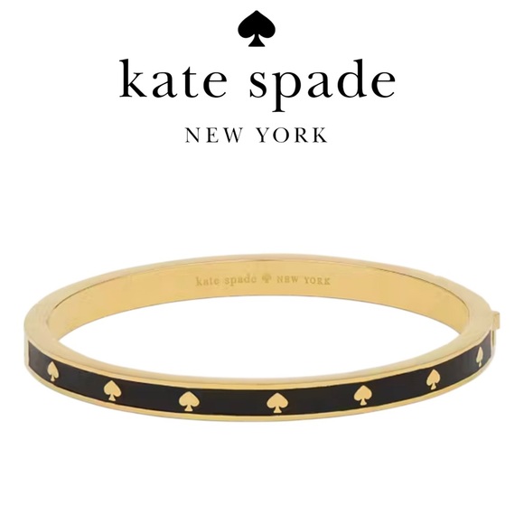 Kate Spade Gold Black Spade Enamel Bangle Bracelet KJ727 NWT